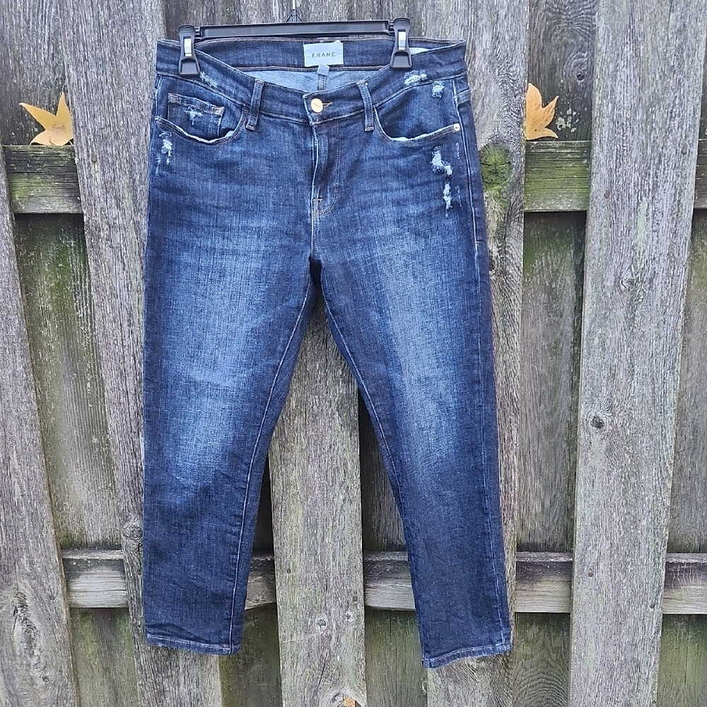 FRAME Le Garcon Crop Dark Blue Jean Denim Sz 28 X 24